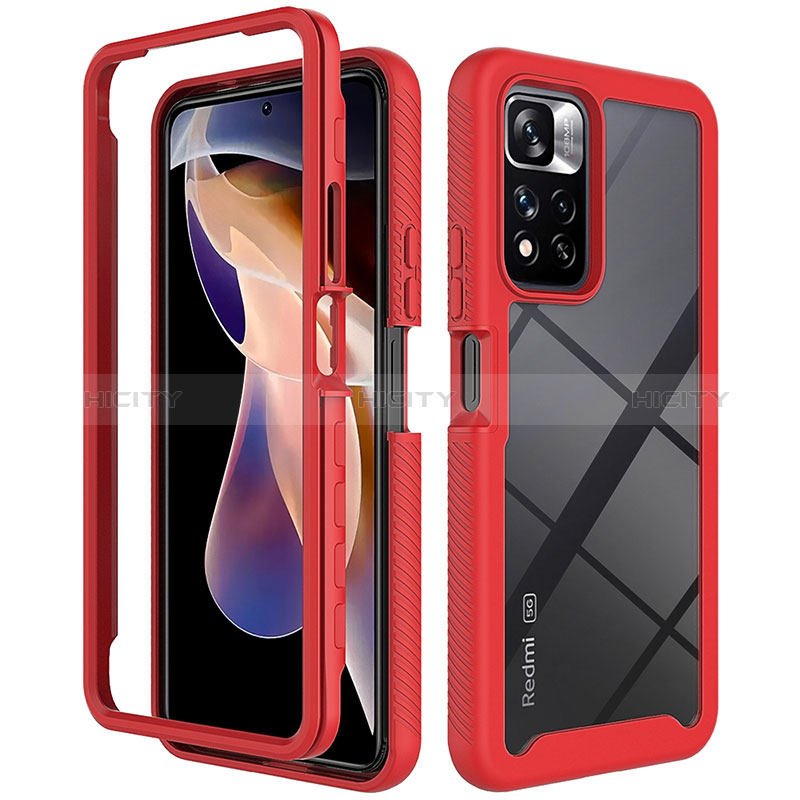 Coque Rebord Contour Silicone et Vitre Transparente Housse Etui 360 Degres ZJ4 pour Xiaomi Poco X4 NFC Rouge Plus