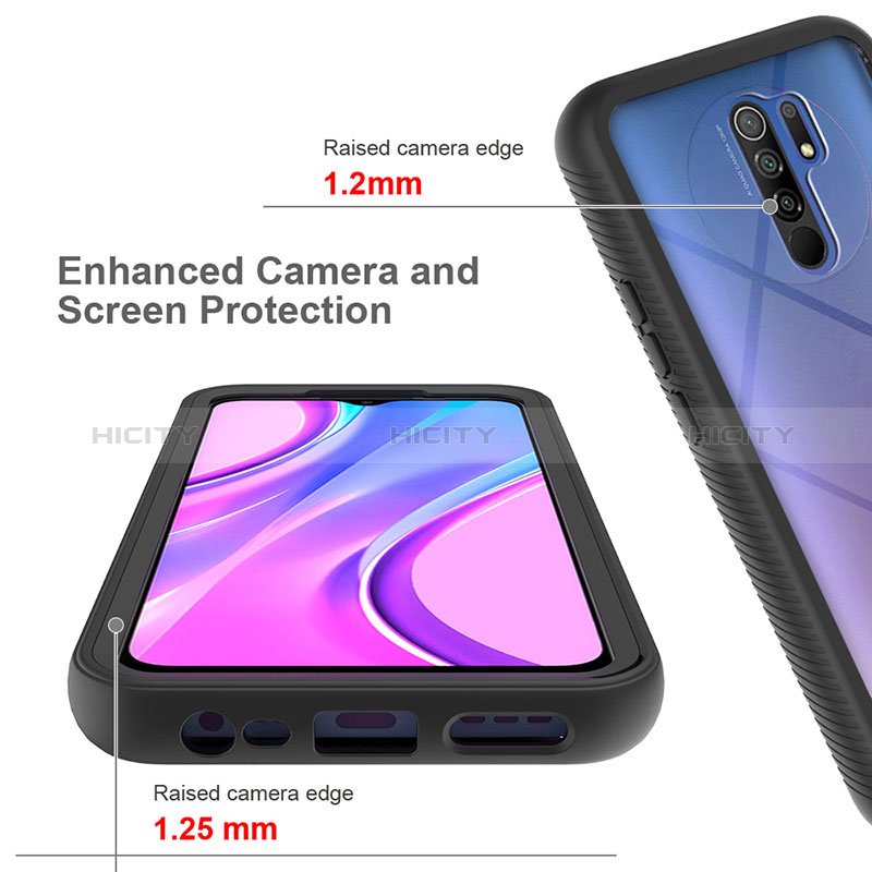 Coque Rebord Contour Silicone et Vitre Transparente Housse Etui 360 Degres ZJ4 pour Xiaomi Redmi 9 Plus