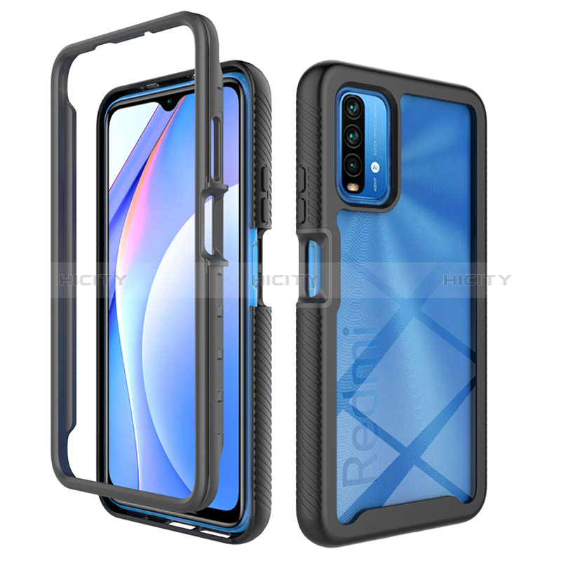 Coque Rebord Contour Silicone et Vitre Transparente Housse Etui 360 Degres ZJ4 pour Xiaomi Redmi 9T 4G Plus