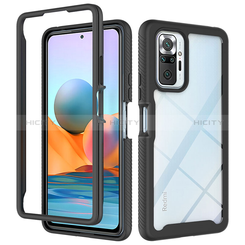 Coque Rebord Contour Silicone et Vitre Transparente Housse Etui 360 Degres ZJ4 pour Xiaomi Redmi Note 10 Pro Max Noir Plus