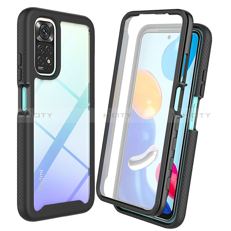 Coque Rebord Contour Silicone et Vitre Transparente Housse Etui 360 Degres ZJ4 pour Xiaomi Redmi Note 11 4G (2022) Noir Plus