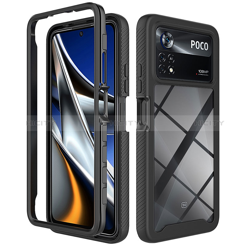 Coque Rebord Contour Silicone et Vitre Transparente Housse Etui 360 Degres ZJ4 pour Xiaomi Redmi Note 11E Pro 5G Noir Plus