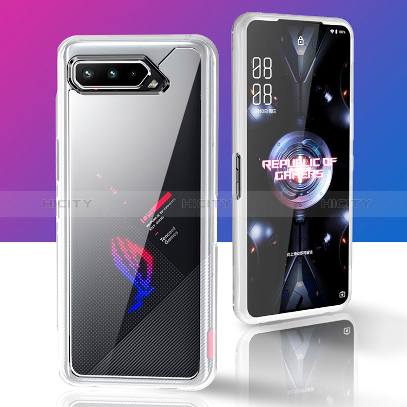 Coque Rebord Contour Silicone et Vitre Transparente Housse Etui 360 Degres ZJ5 pour Asus ROG Phone 5 Ultimate Clair Plus