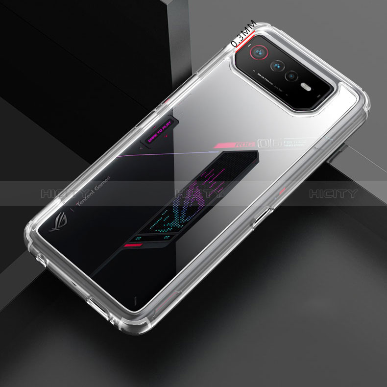 Coque Rebord Contour Silicone et Vitre Transparente Housse Etui 360 Degres ZJ5 pour Asus ROG Phone 6 Plus