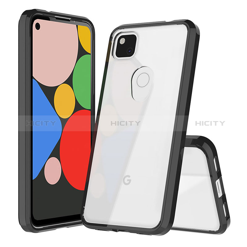 Coque Rebord Contour Silicone et Vitre Transparente Housse Etui 360 Degres ZJ5 pour Google Pixel 4a Noir Plus