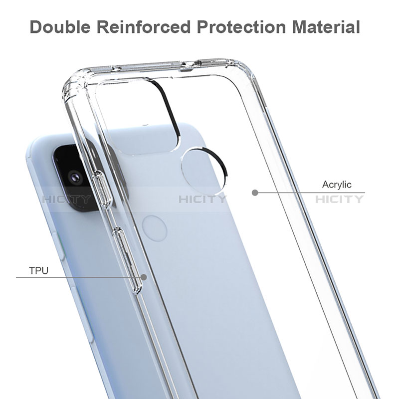 Coque Rebord Contour Silicone et Vitre Transparente Housse Etui 360 Degres ZJ5 pour Google Pixel 5 XL 5G Plus