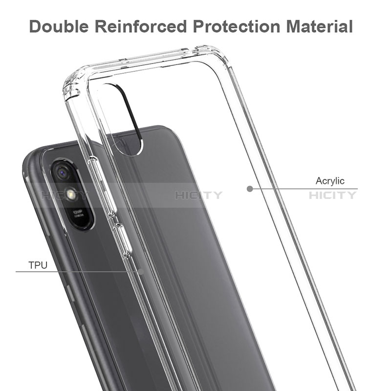 Coque Rebord Contour Silicone et Vitre Transparente Housse Etui 360 Degres ZJ5 pour Xiaomi Redmi 9A Plus