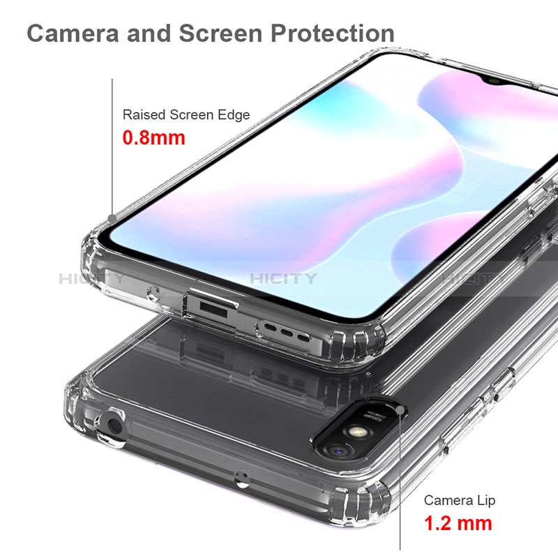 Coque Rebord Contour Silicone et Vitre Transparente Housse Etui 360 Degres ZJ5 pour Xiaomi Redmi 9i Plus