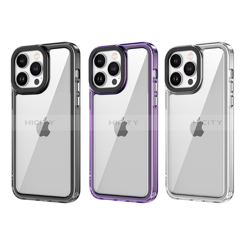 Coque Rebord Contour Silicone et Vitre Transparente Housse Etui AC1 pour Apple iPhone 14 Pro Plus