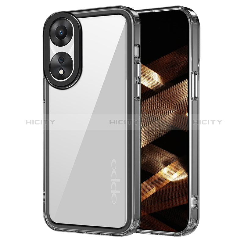 Coque Rebord Contour Silicone et Vitre Transparente Housse Etui AC1 pour Oppo A78 4G Noir Plus