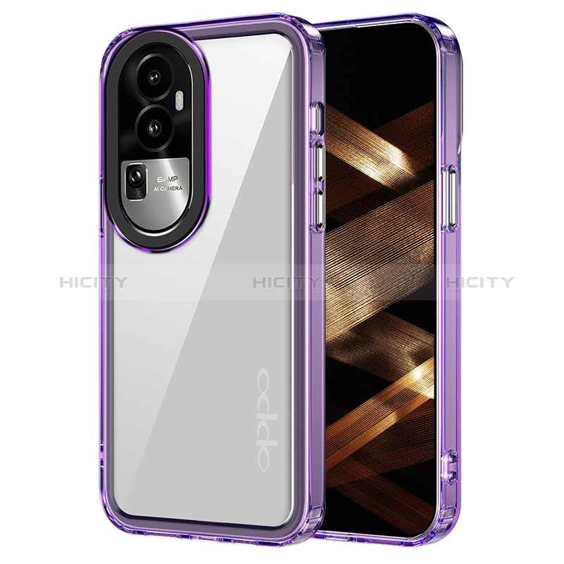 Coque Rebord Contour Silicone et Vitre Transparente Housse Etui AC1 pour Oppo Reno10 Pro+ Plus 5G Violet Clair Plus