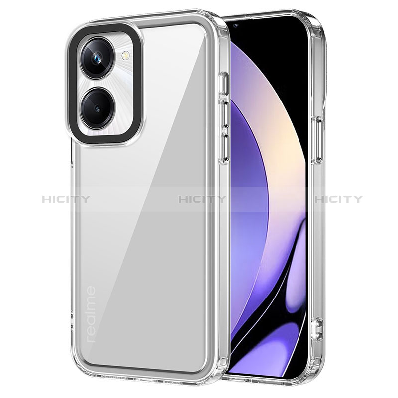 Coque Rebord Contour Silicone et Vitre Transparente Housse Etui AC1 pour Realme 10 Pro 5G Clair Plus