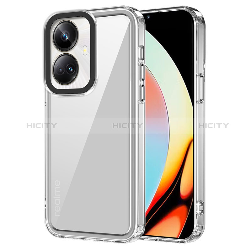 Coque Rebord Contour Silicone et Vitre Transparente Housse Etui AC1 pour Realme 10 Pro+ Plus 5G Clair Plus