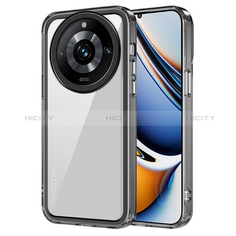 Coque Rebord Contour Silicone et Vitre Transparente Housse Etui AC1 pour Realme 11 Pro 5G Noir Plus