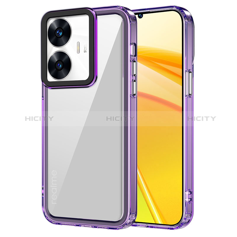 Coque Rebord Contour Silicone et Vitre Transparente Housse Etui AC1 pour Realme C55 Plus