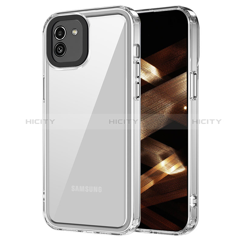 Coque Rebord Contour Silicone et Vitre Transparente Housse Etui AC1 pour Samsung Galaxy A03 Plus