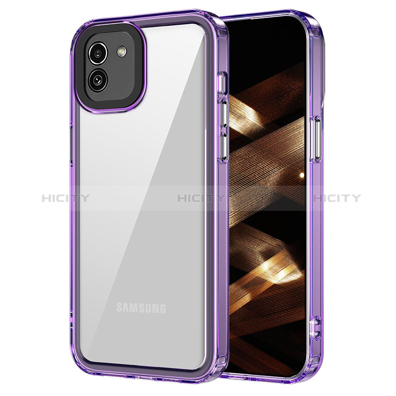 Coque Rebord Contour Silicone et Vitre Transparente Housse Etui AC1 pour Samsung Galaxy A03 Plus