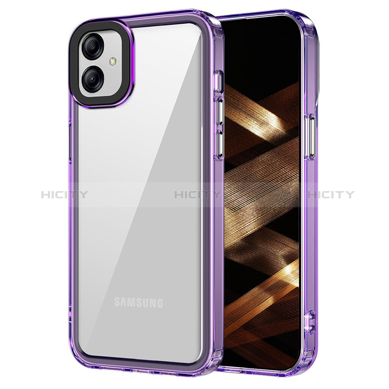 Coque Rebord Contour Silicone et Vitre Transparente Housse Etui AC1 pour Samsung Galaxy A04E Violet Clair Plus