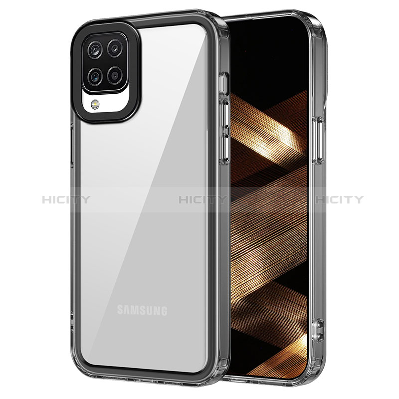 Coque Rebord Contour Silicone et Vitre Transparente Housse Etui AC1 pour Samsung Galaxy A12 5G Noir Plus