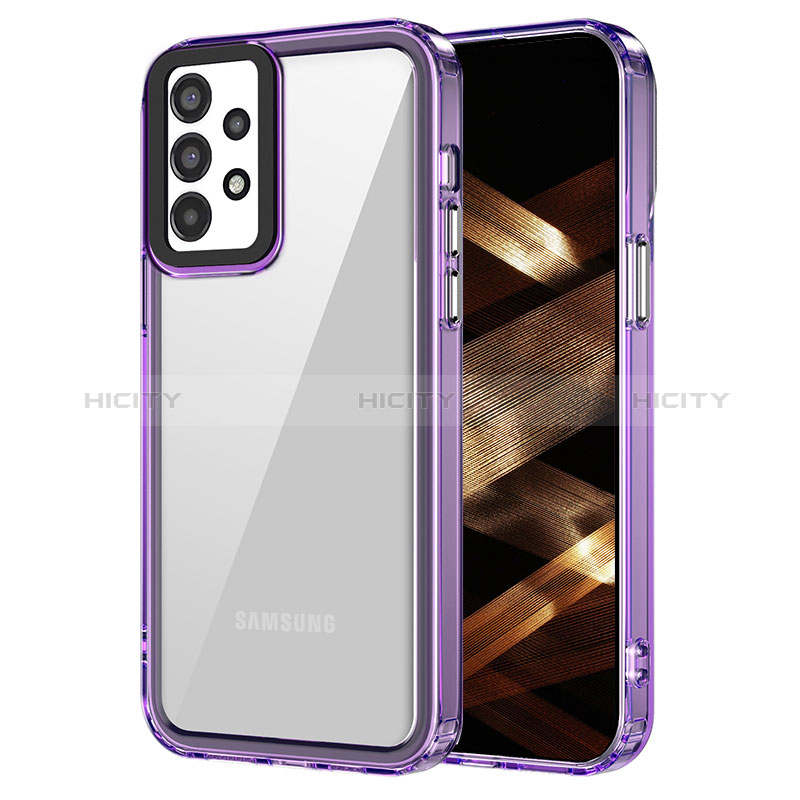 Coque Rebord Contour Silicone et Vitre Transparente Housse Etui AC1 pour Samsung Galaxy A13 4G Violet Clair Plus