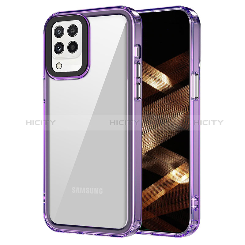 Coque Rebord Contour Silicone et Vitre Transparente Housse Etui AC1 pour Samsung Galaxy A22 4G Violet Clair Plus