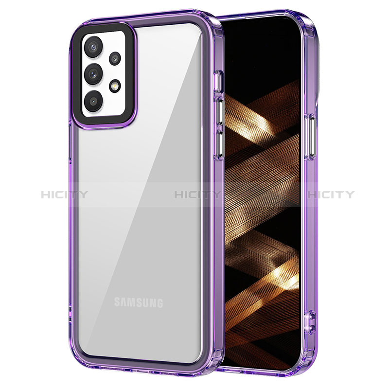 Coque Rebord Contour Silicone et Vitre Transparente Housse Etui AC1 pour Samsung Galaxy A32 4G Violet Clair Plus