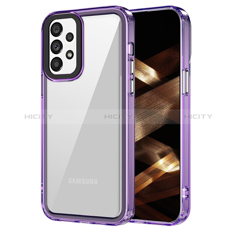 Coque Rebord Contour Silicone et Vitre Transparente Housse Etui AC1 pour Samsung Galaxy A33 5G Violet Clair Plus