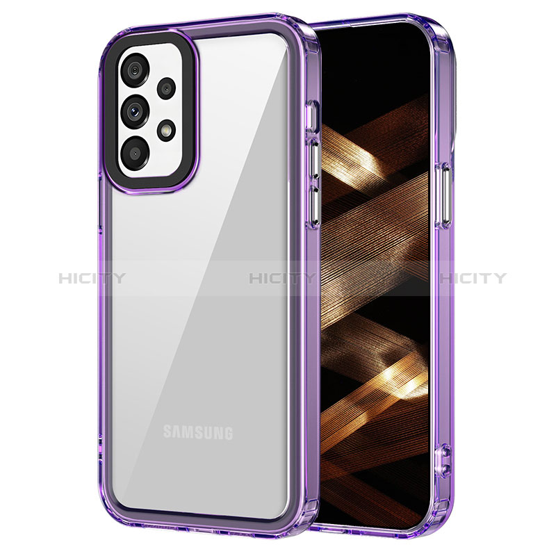 Coque Rebord Contour Silicone et Vitre Transparente Housse Etui AC1 pour Samsung Galaxy A52s 5G Violet Clair Plus