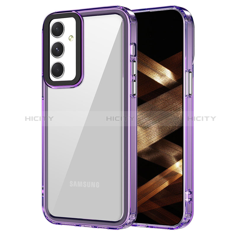 Coque Rebord Contour Silicone et Vitre Transparente Housse Etui AC1 pour Samsung Galaxy A54 5G Violet Clair Plus