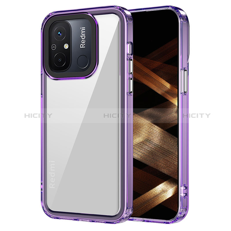 Coque Rebord Contour Silicone et Vitre Transparente Housse Etui AC1 pour Xiaomi Poco C55 Violet Clair Plus