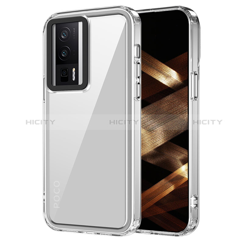 Coque Rebord Contour Silicone et Vitre Transparente Housse Etui AC1 pour Xiaomi Poco F5 Pro 5G Clair Plus