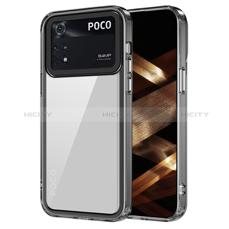 Coque Rebord Contour Silicone et Vitre Transparente Housse Etui AC1 pour Xiaomi Poco M4 Pro 4G Noir Plus