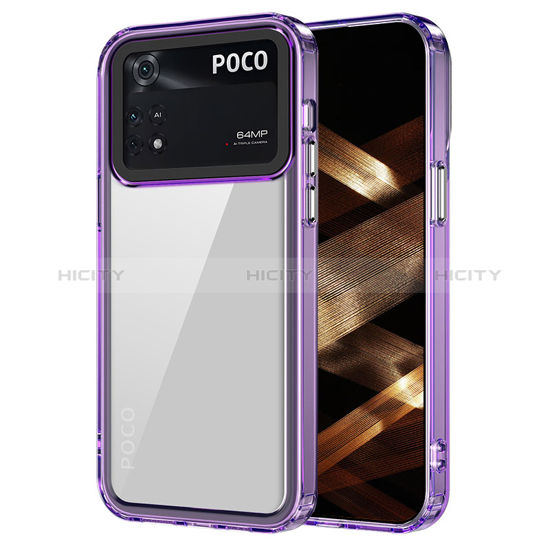 Coque Rebord Contour Silicone et Vitre Transparente Housse Etui AC1 pour Xiaomi Poco M4 Pro 4G Violet Clair Plus