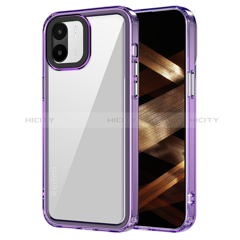 Coque Rebord Contour Silicone et Vitre Transparente Housse Etui AC1 pour Xiaomi Redmi A2 Violet Clair Plus