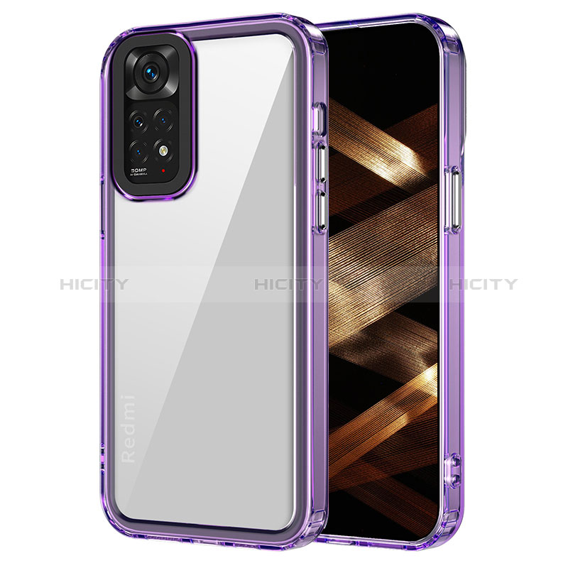 Coque Rebord Contour Silicone et Vitre Transparente Housse Etui AC1 pour Xiaomi Redmi Note 11 4G (2022) Violet Clair Plus