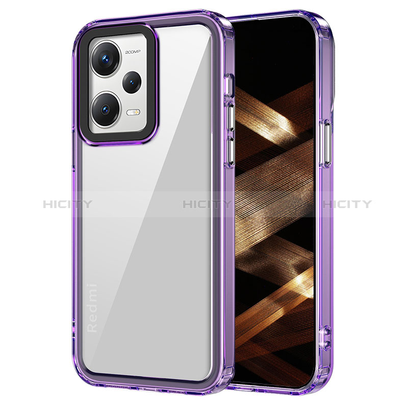 Coque Rebord Contour Silicone et Vitre Transparente Housse Etui AC1 pour Xiaomi Redmi Note 12 Pro+ Plus 5G Violet Clair Plus