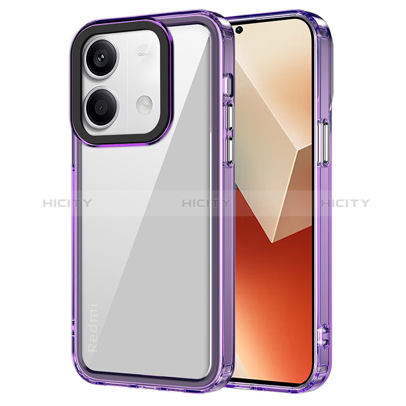 Coque Rebord Contour Silicone et Vitre Transparente Housse Etui AC1 pour Xiaomi Redmi Note 13 5G Violet Clair Plus