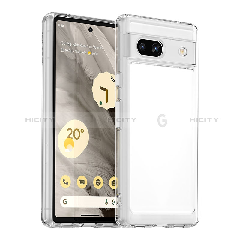 Coque Rebord Contour Silicone et Vitre Transparente Housse Etui J01S pour Google Pixel 7a 5G Clair Plus