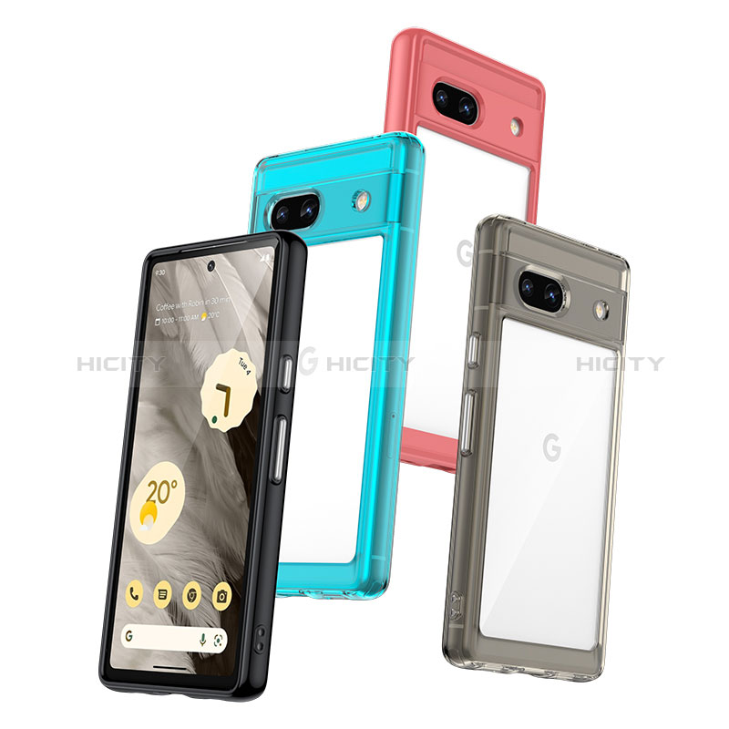 Coque Rebord Contour Silicone et Vitre Transparente Housse Etui J01S pour Google Pixel 7a 5G Plus