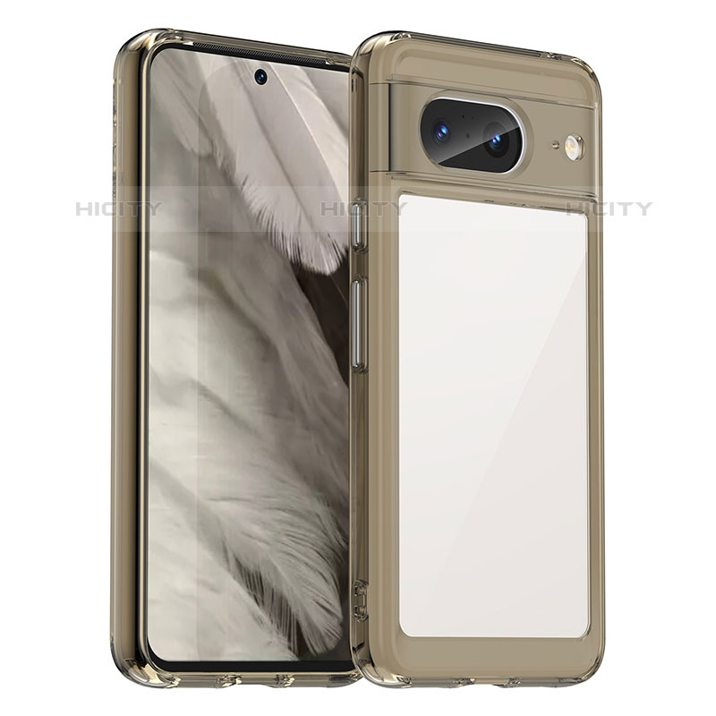 Coque Rebord Contour Silicone et Vitre Transparente Housse Etui J01S pour Google Pixel 8 5G Gris Plus