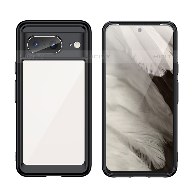 Coque Rebord Contour Silicone et Vitre Transparente Housse Etui J01S pour Google Pixel 8 5G Plus