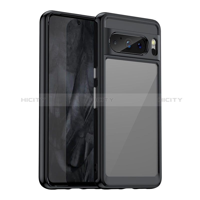 Coque Rebord Contour Silicone et Vitre Transparente Housse Etui J01S pour Google Pixel 8 Pro 5G Noir Plus