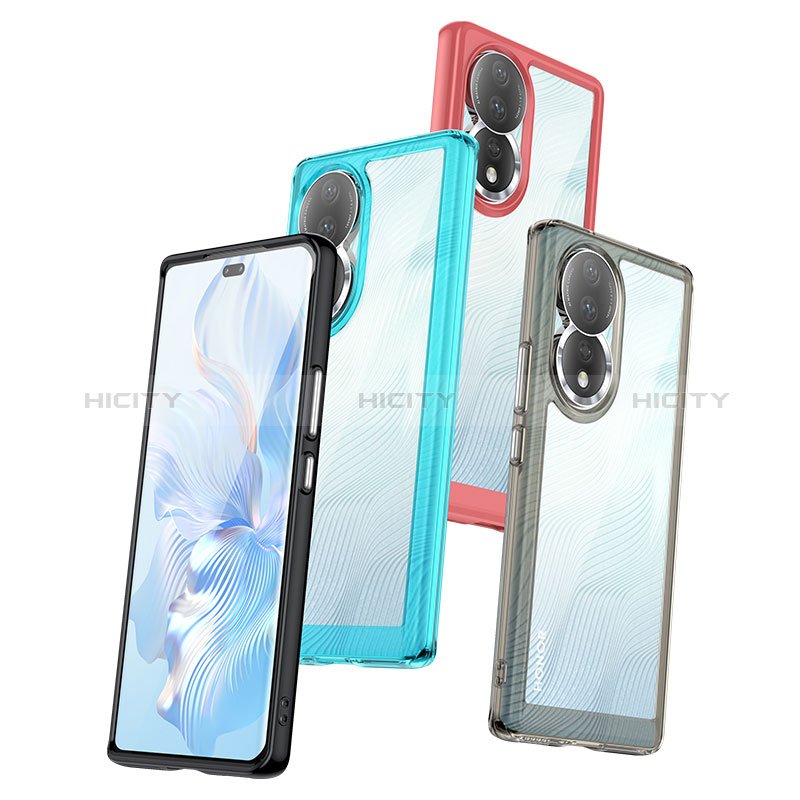 Coque Rebord Contour Silicone et Vitre Transparente Housse Etui J01S pour Huawei Honor 80 5G Plus