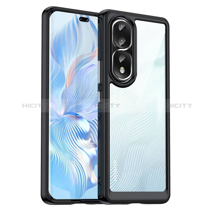 Coque Rebord Contour Silicone et Vitre Transparente Housse Etui J01S pour Huawei Honor 80 Pro 5G Noir Plus