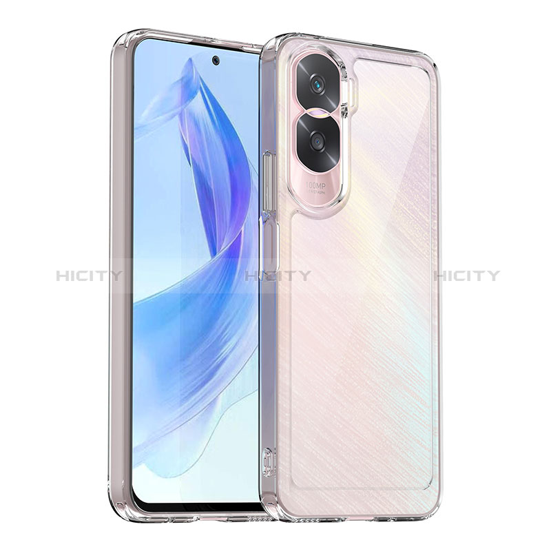 Coque Rebord Contour Silicone et Vitre Transparente Housse Etui J01S pour Huawei Honor 90 Lite 5G Clair Plus