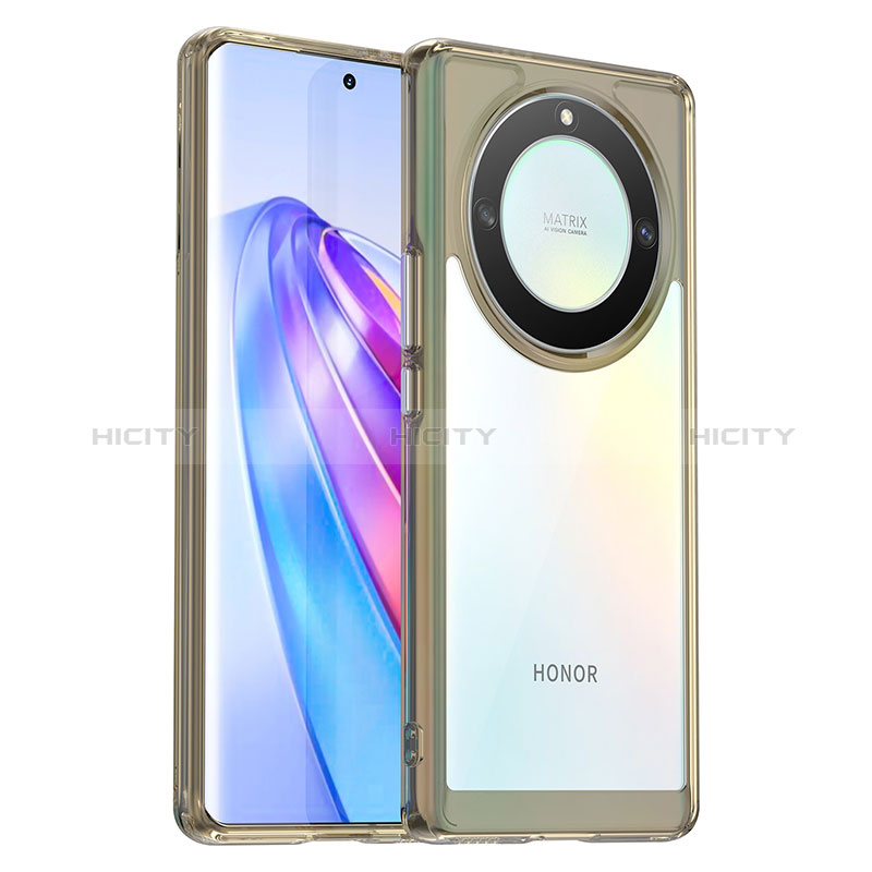 Coque Rebord Contour Silicone et Vitre Transparente Housse Etui J01S pour Huawei Honor Magic5 Lite 5G Gris Plus