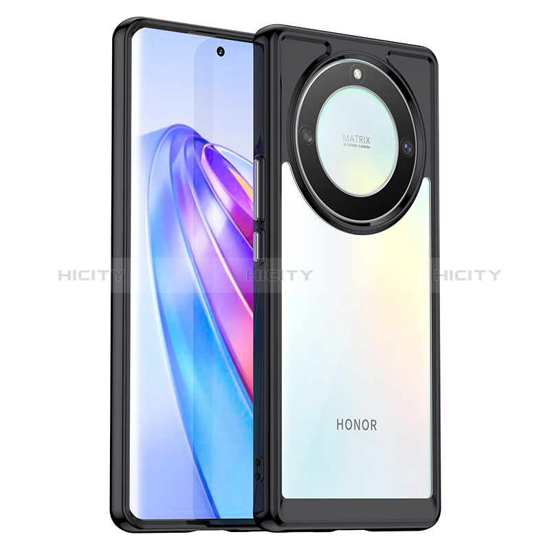 Coque Rebord Contour Silicone et Vitre Transparente Housse Etui J01S pour Huawei Honor Magic5 Lite 5G Noir Plus