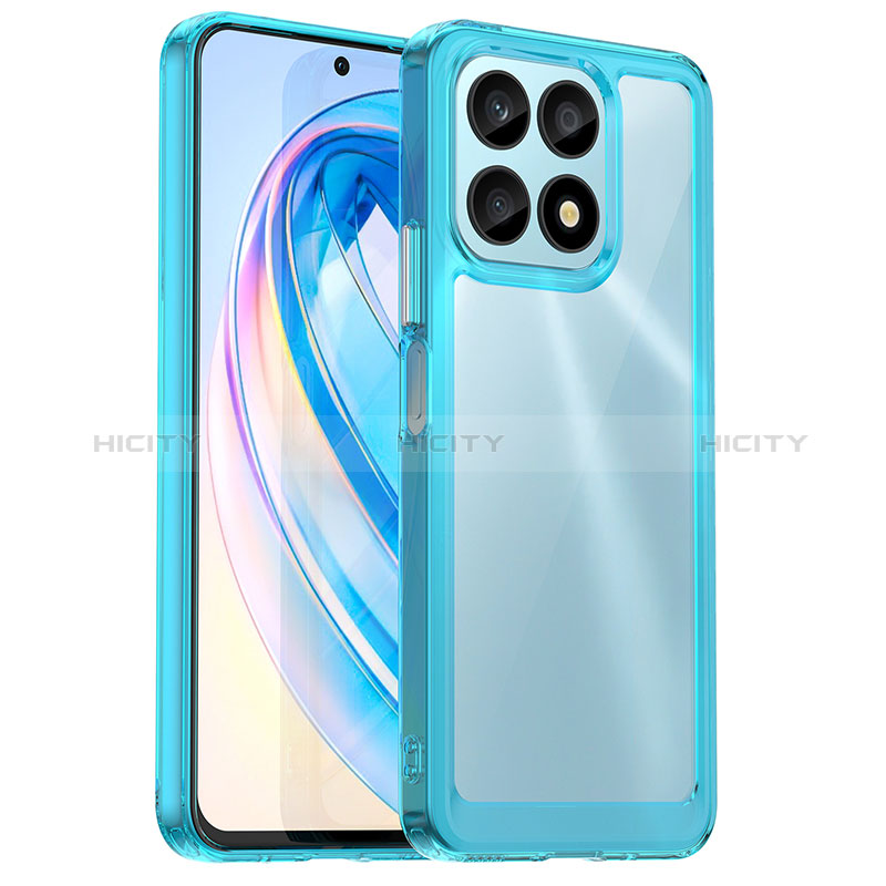 Coque Rebord Contour Silicone et Vitre Transparente Housse Etui J01S pour Huawei Honor X8a 4G Bleu Plus