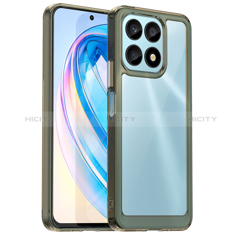 Coque Rebord Contour Silicone et Vitre Transparente Housse Etui J01S pour Huawei Honor X8a 4G Gris Plus