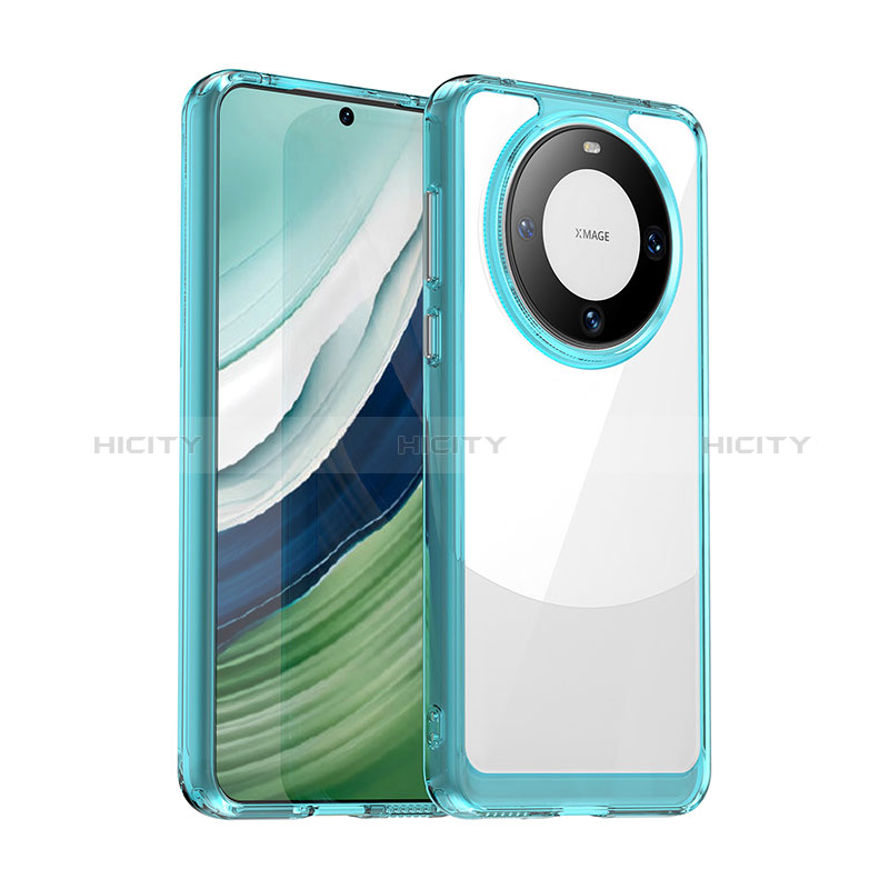 Coque Rebord Contour Silicone et Vitre Transparente Housse Etui J01S pour Huawei Mate 60 Bleu Plus